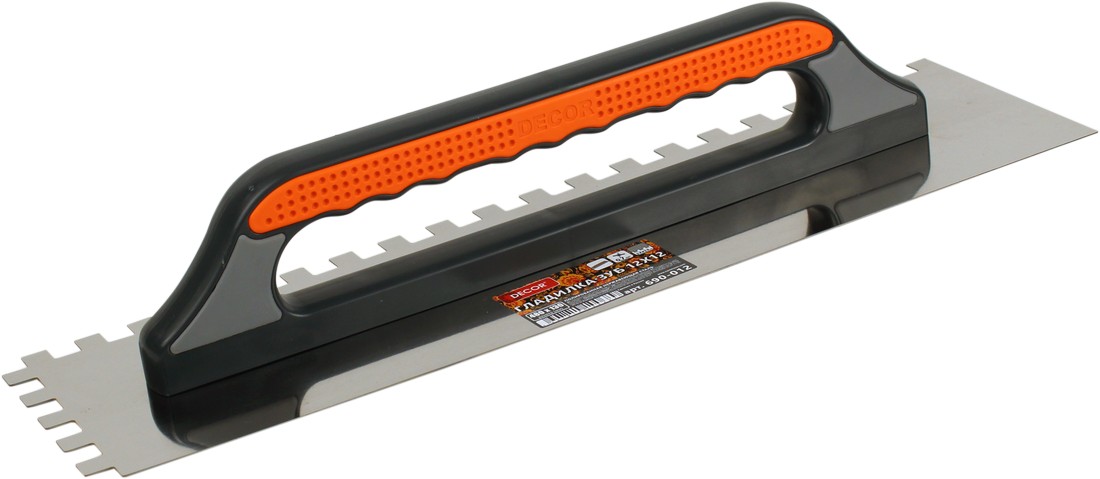 Гладилка DЕCOR, 3K, 480х130 мм, Нерж. зуб 12х12 мм; 0,7 (5шт/20шт) 690-012