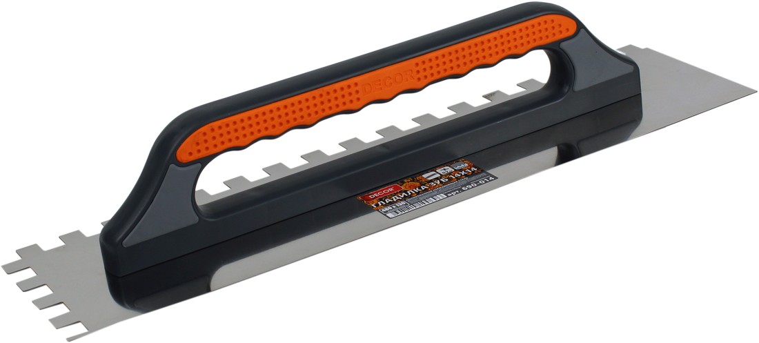 Гладилка DЕCOR, 3K, 480х130 мм, Нерж. зуб 14х14 мм; 0,7 (5шт/20шт) 690-014